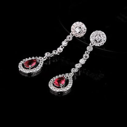 Ruby Halo Jewelry Set: Necklace and Earrings Jula Jewelry
