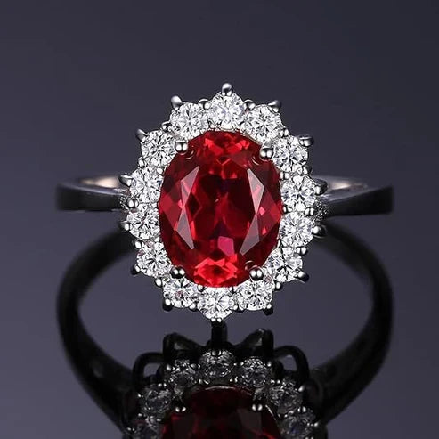 Timeless Ruby Halo Ring Jula Jewelry