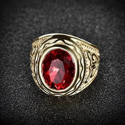 Gold Ruby Inscribed Ring Jula Jewelry