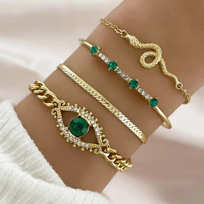 Golden Emerald Charm Bracelet Collection Jula Jewelry