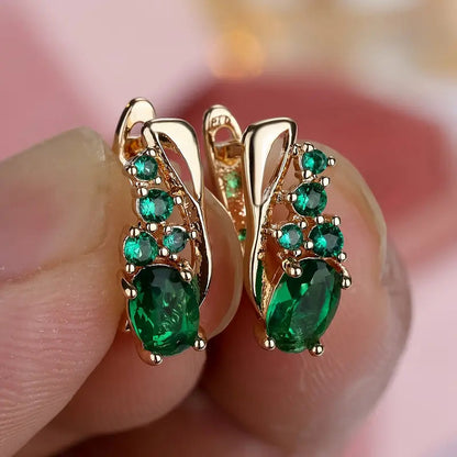 Gold and Emerald Cluster Drop Earrings Jula Jewelry