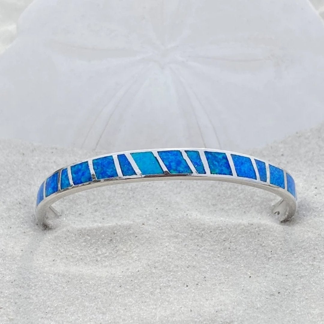 Blue and Silver Opal Bangle Jula Jewelry