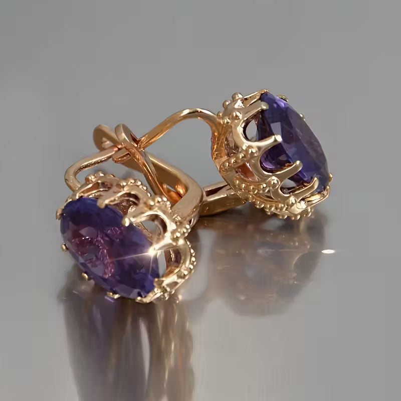 Golden Amethyst Tiara Earrings Jula Jewelry