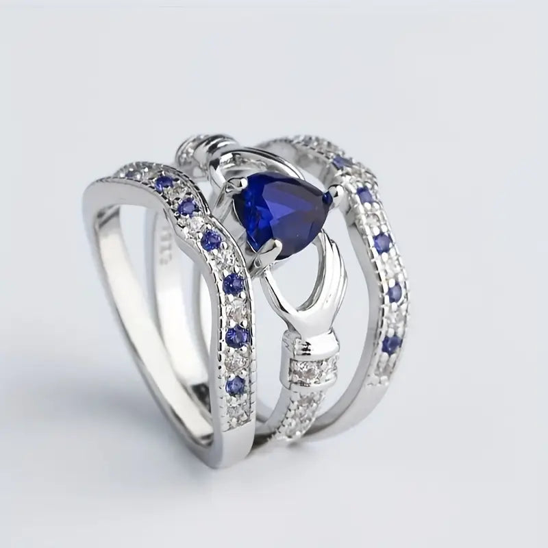 Silver Sapphire Entwined Ring Jula Jewelry