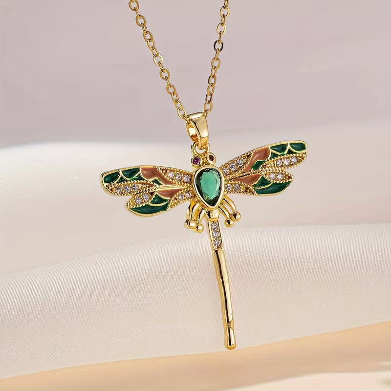 Emerald Dragonfly Grace Necklace Jula Jewelry