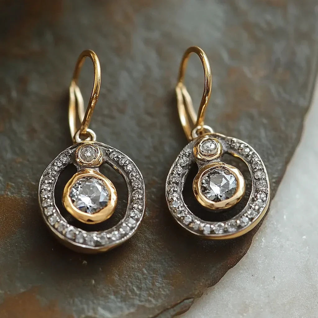 Vintage Zirconia and Gold Earrings Jula Jewelry
