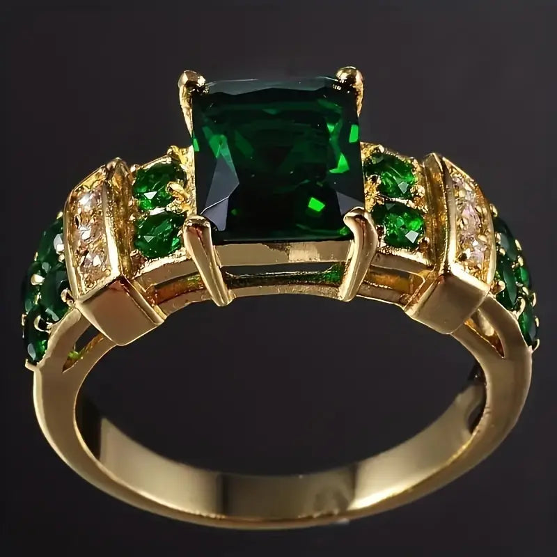 Emerald Gold Geometric Ring Jula Jewelry