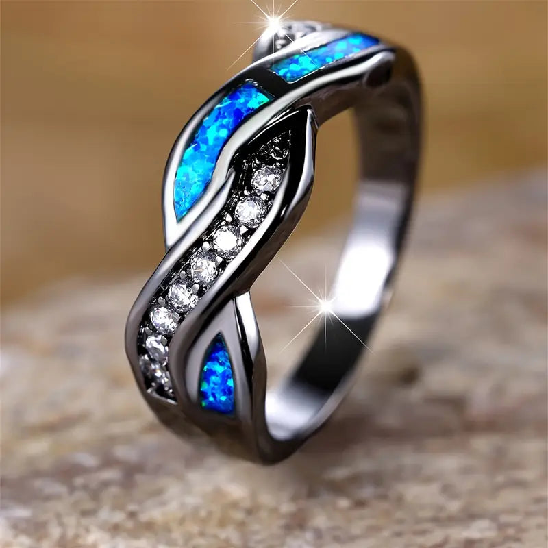 Silver Twisted Inlay Band Jula Jewelry