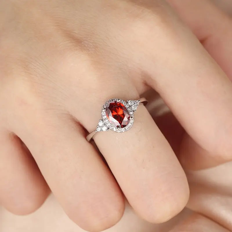 Silver Ruby Circle Ring Jula Jewelry