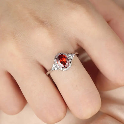 Silver Ruby Circle Ring Jula Jewelry