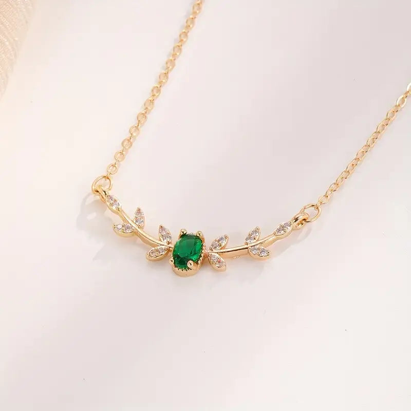 Emerald Gold Minimalist Necklace Jula Jewelry