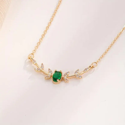 Emerald Gold Minimalist Necklace Jula Jewelry