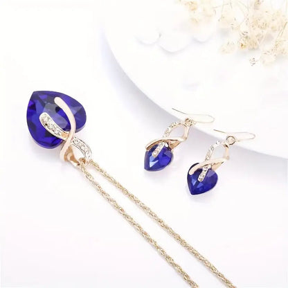 Gold Sapphire Heart Jewelry Set Jula Jewelry