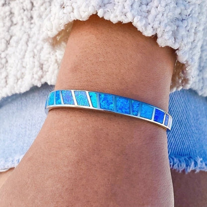 Blue and Silver Opal Bangle Jula Jewelry