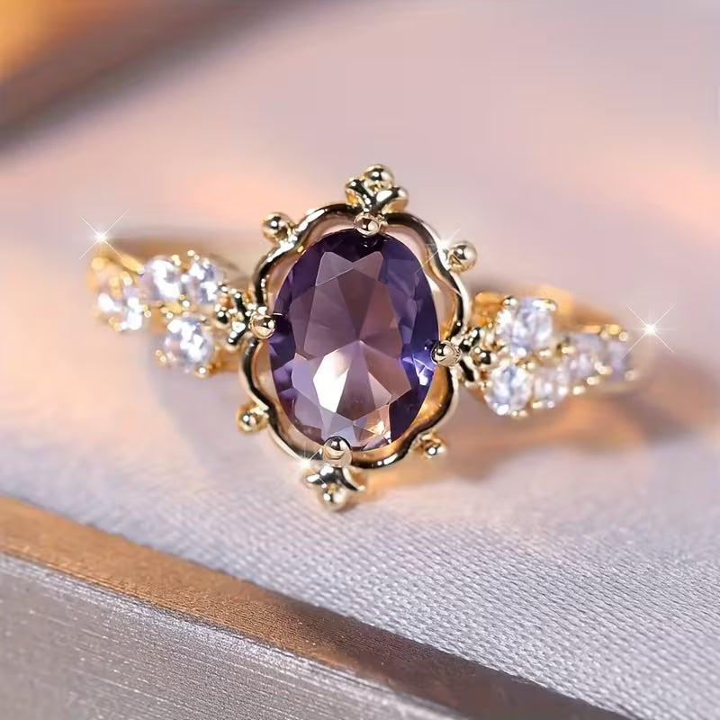 Golden Amethyst Princess Ring Jula Jewelry