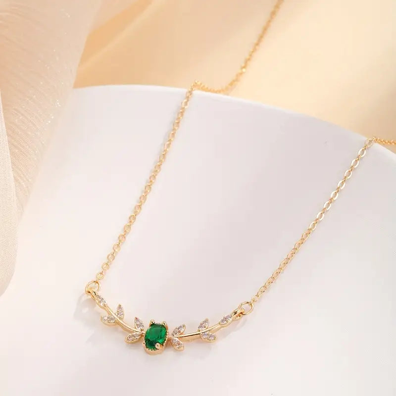 Emerald Gold Minimalist Necklace Jula Jewelry