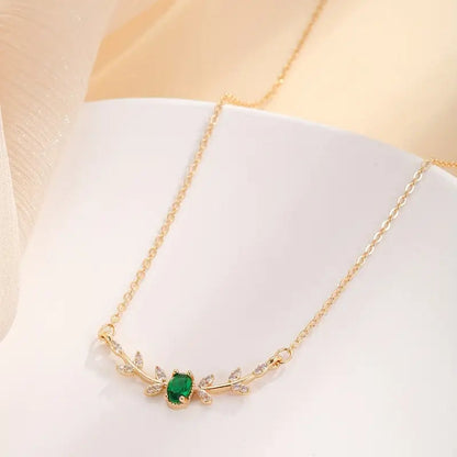 Emerald Gold Minimalist Necklace Jula Jewelry