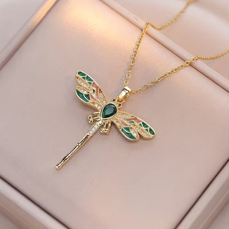 Emerald Dragonfly Grace Necklace Jula Jewelry