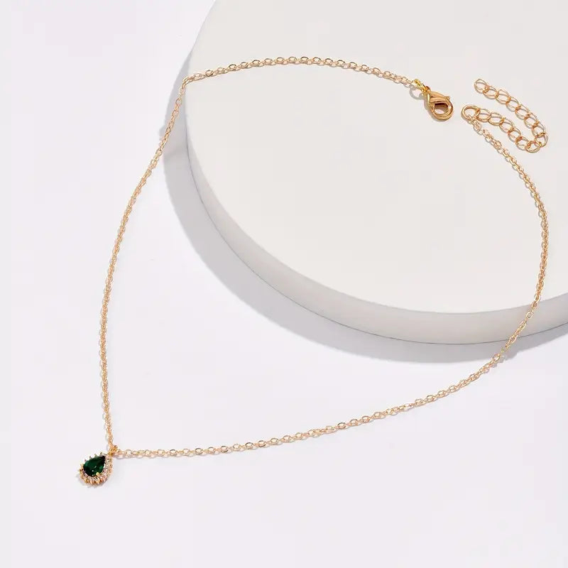 Emerald Teardrop Gold Necklace Jula Jewelry