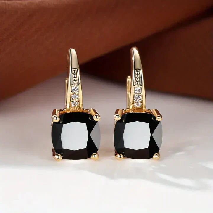 Mystic Gemstone Hoop Gold Earrings Jula Jewelry