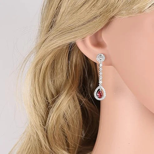 Ruby Halo Jewelry Set: Necklace and Earrings Jula Jewelry