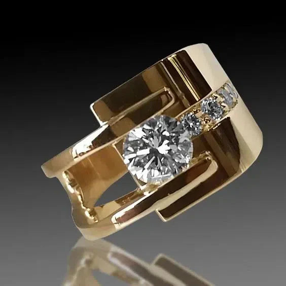 Vintage Gold Irregular Zircon Ring Jula Jewelry