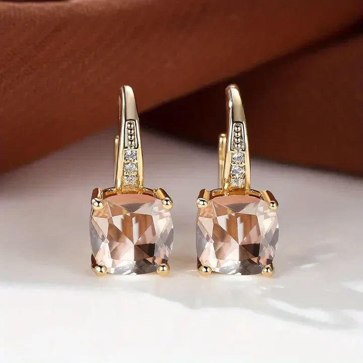 Mystic Gemstone Hoop Gold Earrings Jula Jewelry