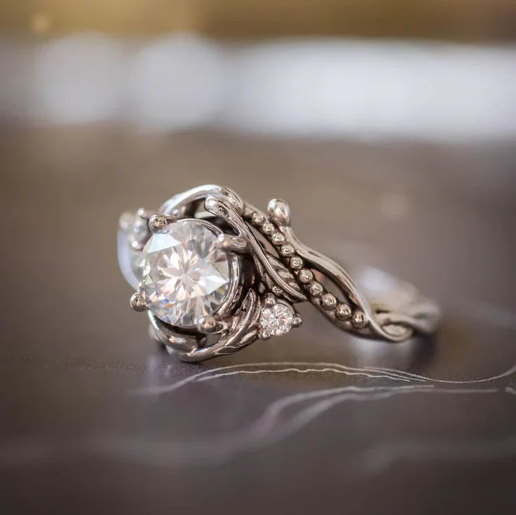Vintage Zirconia Silver Twig Ring Jula Jewelry