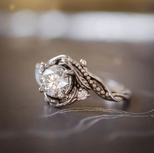 Vintage Zirconia Silver Twig Ring Jula Jewelry
