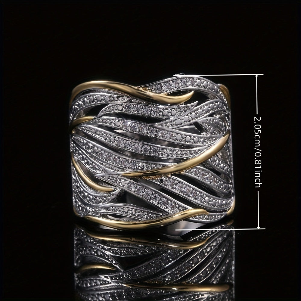 Silver and Gold Interwoven Band Ring Jula Jewelry