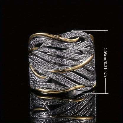 Silver and Gold Interwoven Band Ring Jula Jewelry