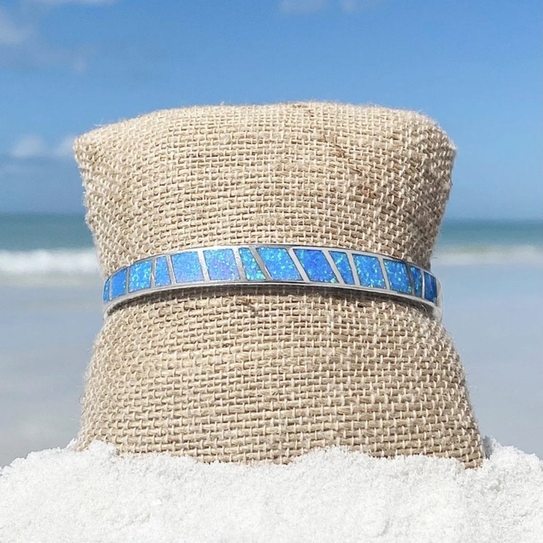 Blue and Silver Opal Bangle Jula Jewelry