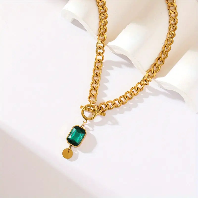 Emerald Gold Chain Necklace Jula Jewelry