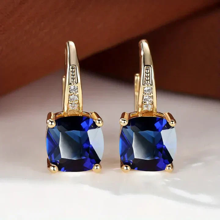 Mystic Gemstone Hoop Gold Earrings Jula Jewelry