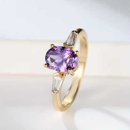 Golden Amethyst Trio-Stone Ring Jula Jewelry