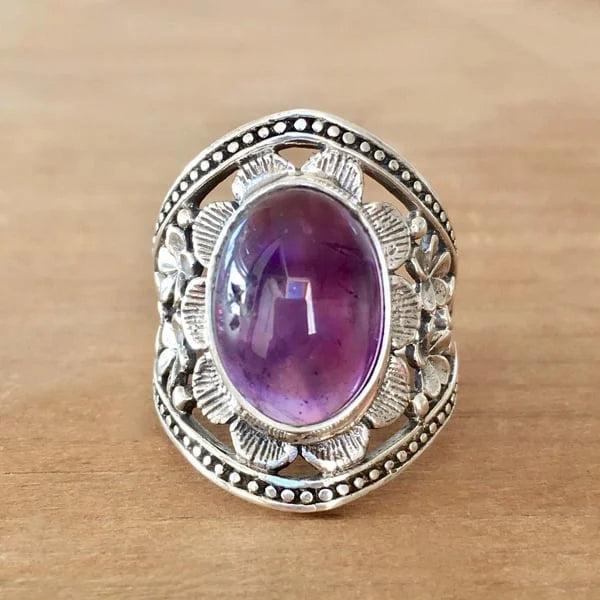 Purple Gemstone Floral Ring Jula Jewelry