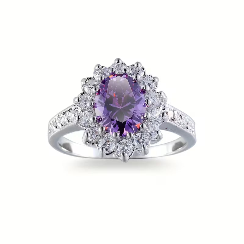 Amethyst Silver Crown Ring Jula Jewelry