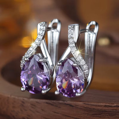 Silver Amethyst Dangle Earrings Jula Jewelry