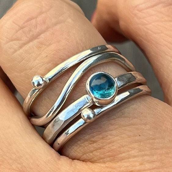 Layered band with azure crystal Jula Jewelry