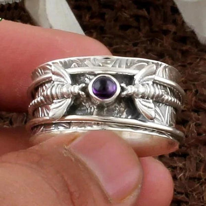 Purple Gemstone Meditation Ring by Bee Jula Jewelry