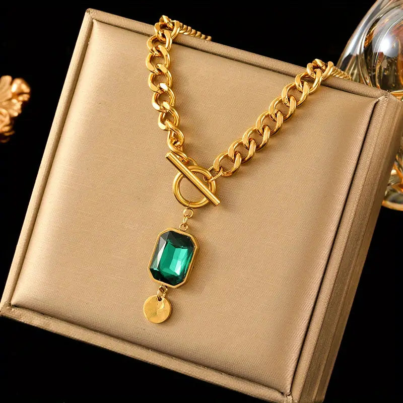 Emerald Gold Chain Necklace Jula Jewelry