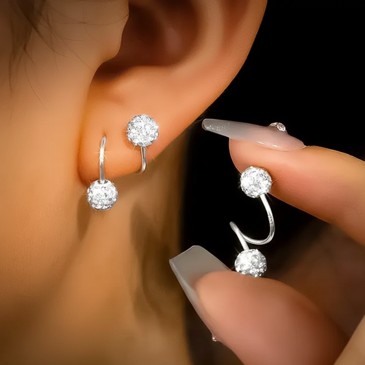 Super Sparkly Twin-Headed Spiral Earrings with Zirconia Jula Jewelry