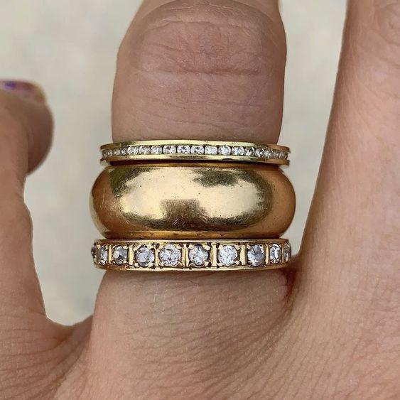Thicker Gold Ring Set with Vintage Zirconia Jula Jewelry