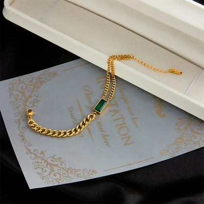 Gold Emerald Chain Bar Bracelet Jula Jewelry