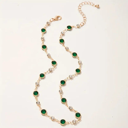 Gold Emerald Station Pendant Necklace Jula Jewelry