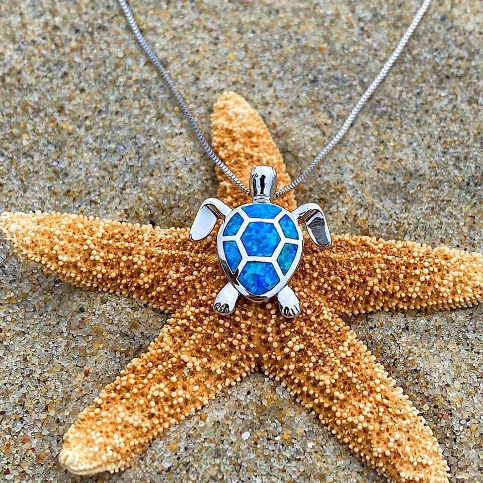 Opal and Silver Sea Turtle Jewelry Set: Necklace & Earrings Jula Jewelry
