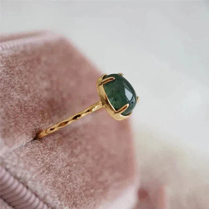 Gold Luxury Ring with Green Water Drop Gemstone Jula Jewelry