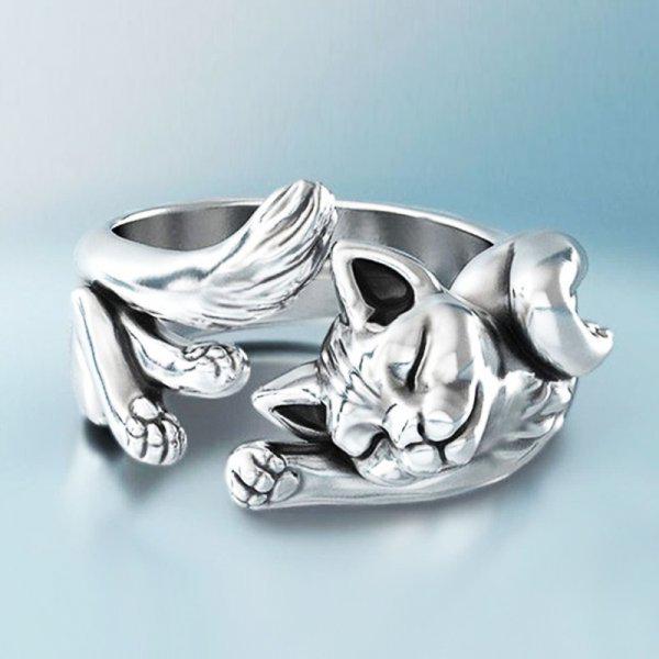 Vintage Silver Feline Ring Jula Jewelry