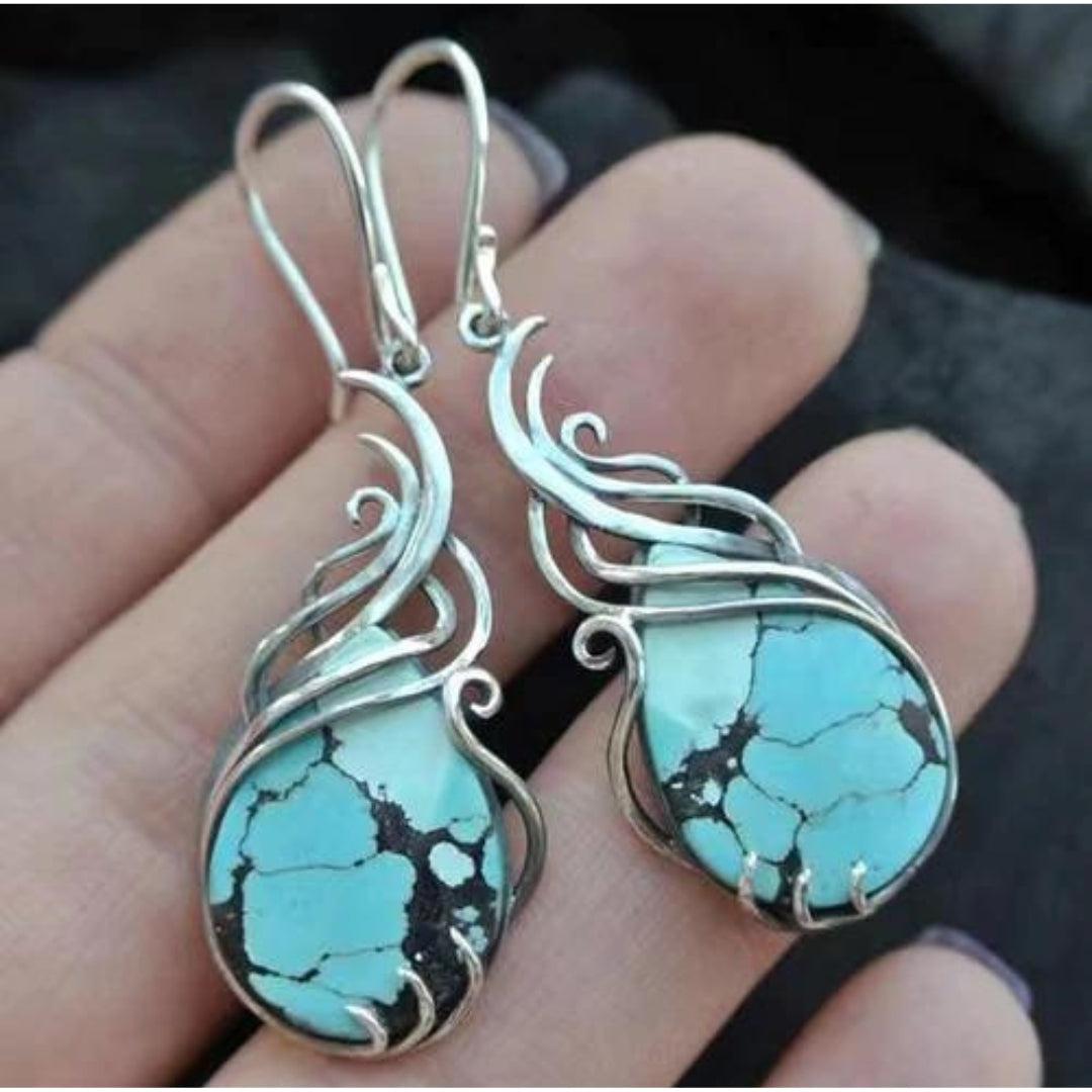Silver Opal Bohemian Earrings Jula Jewelry