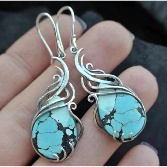 Silver Opal Bohemian Earrings Jula Jewelry